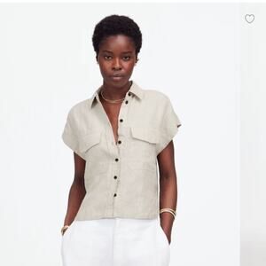 Madewell Boxy Cargo-Pocket Button-Up Oat Size Medium